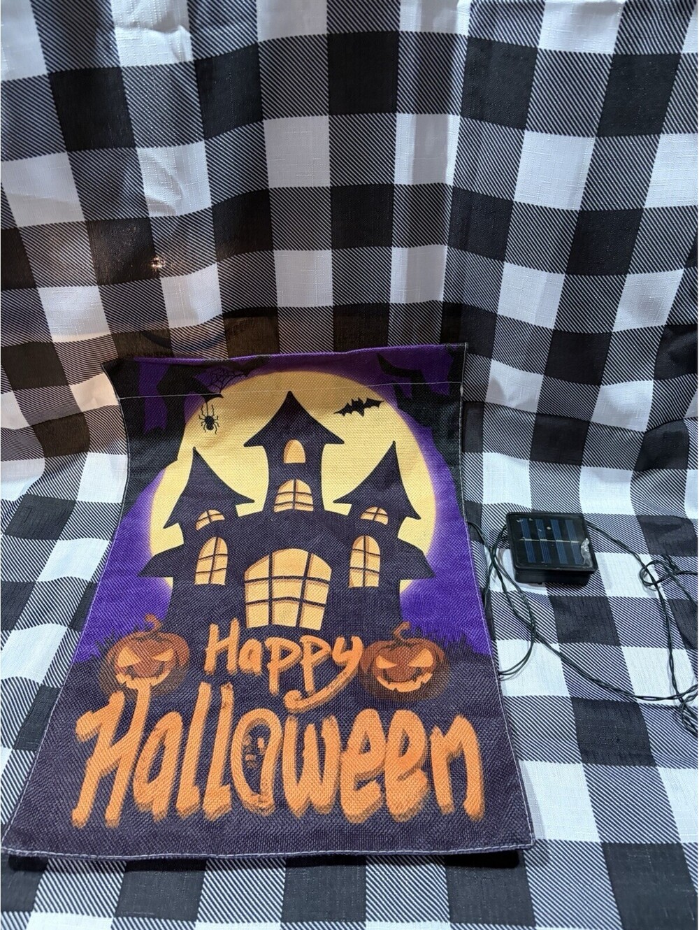 Happy Halloween Garden Flag LED Lighted Vertical Double Sided Garden Flag Hallow